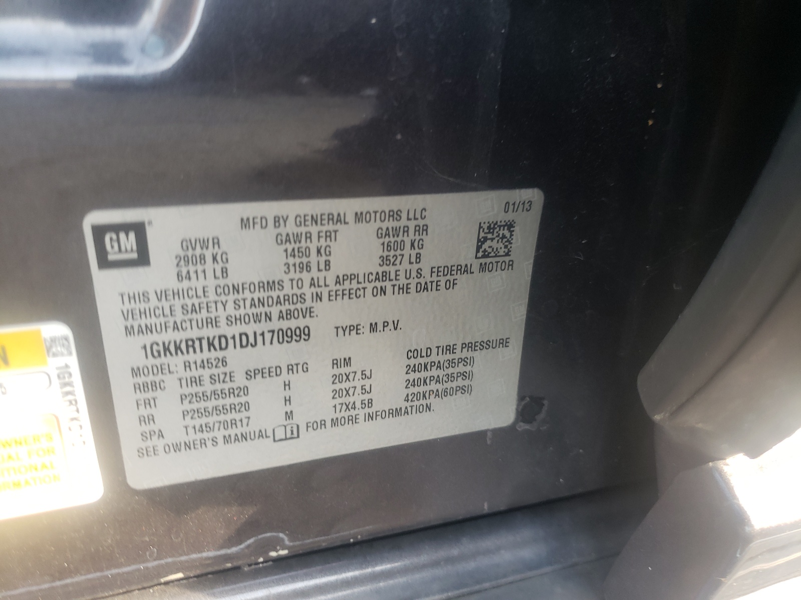 Photo 10 from auction – 2013 GMC ACADIA DEN with VIN 1GKKRTKD1DJ170999