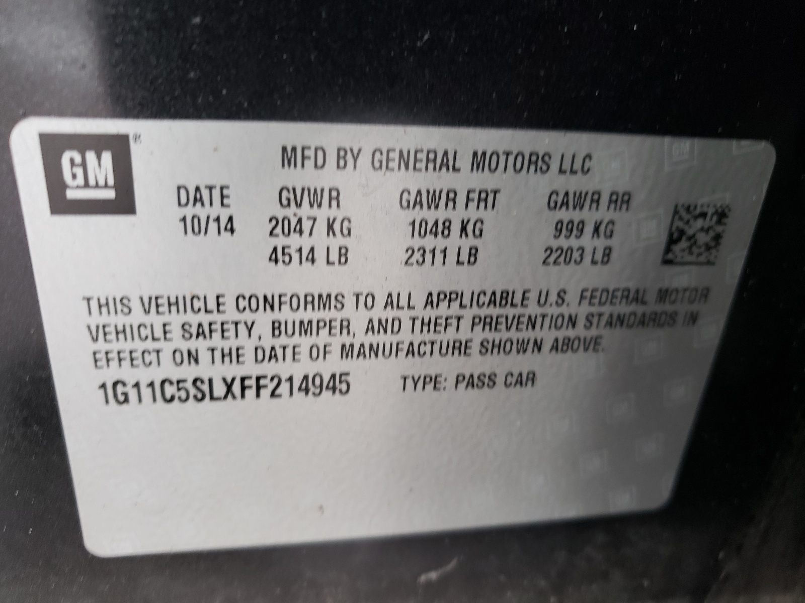 Zdjęcie 10 z aukcji – 2015 CHEVROLET MALIBU 1LT z VIN 1G11C5SLXFF214945