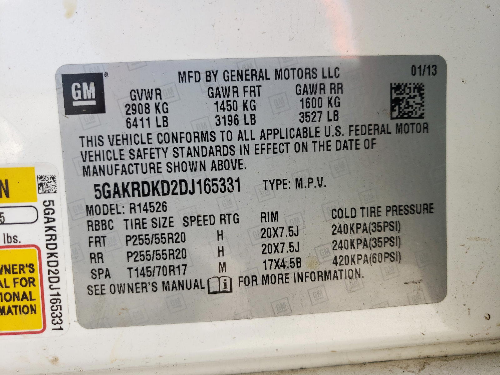 Photo 10 from auction – 2013 BUICK ENCLAVE with VIN 5GAKRDKD2DJ165331
