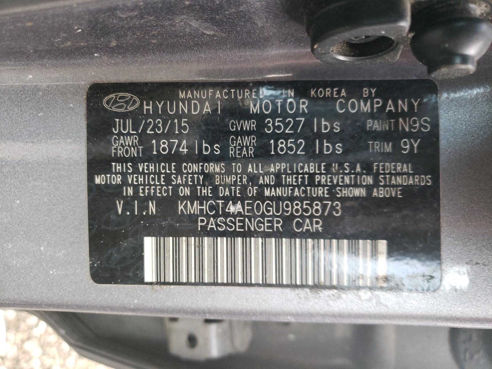 Photo 10 from auction – 2016 HYUNDAI ACCENT SE with VIN KMHCT4AE0GU985873