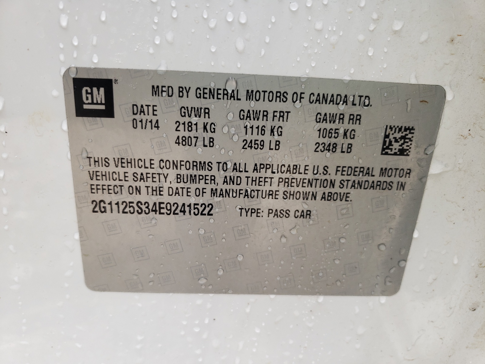 Photo 10 from auction – 2014 CHEVROLET IMPALA LT with VIN 2G1125S34E9241522