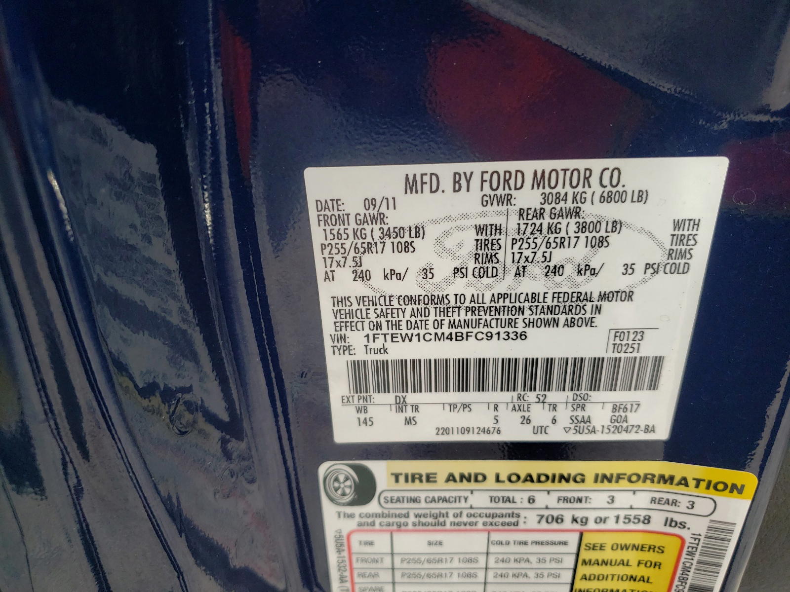Photo 10 from auction – 2011 FORD F150 SUPER with VIN 1FTEW1CM4BFC91336