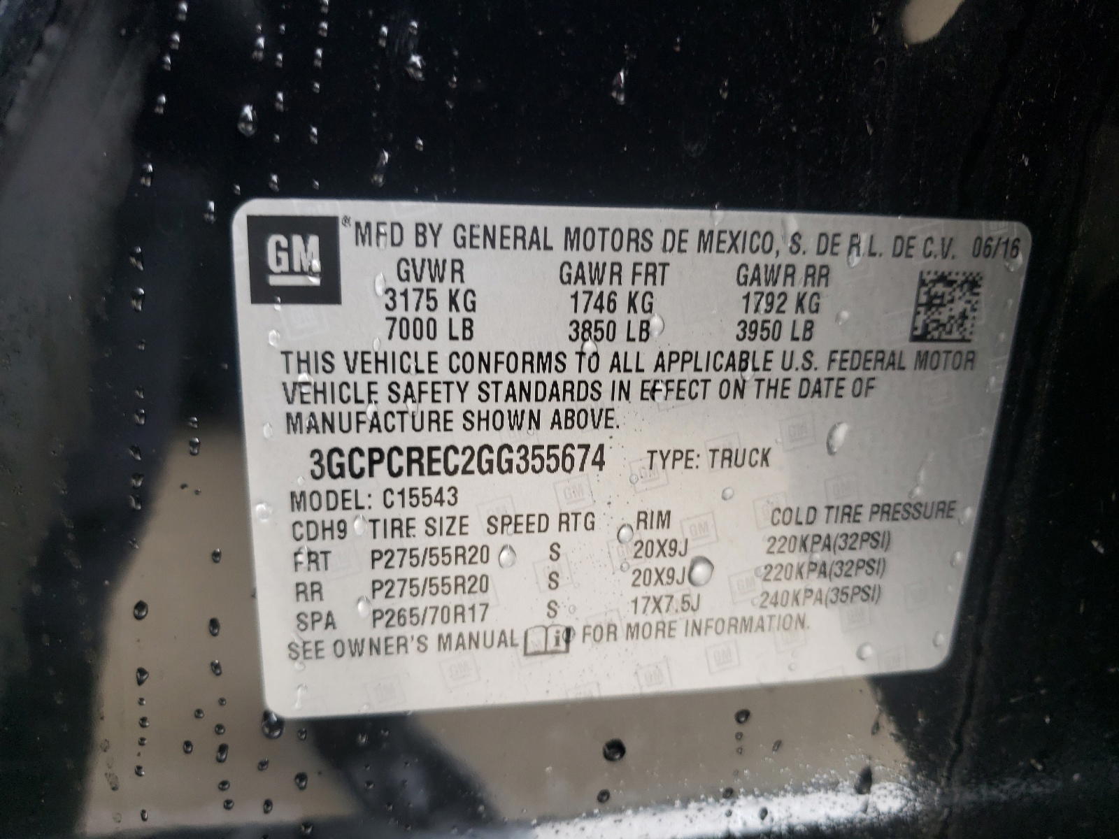 Photo 10 from auction – 2016 CHEVROLET SILVERADO with VIN 3GCPCREC2GG355674