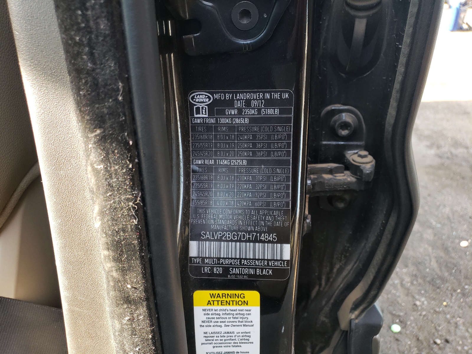 Photo 10 from auction – 2013 LAND ROVER RANGE ROVE with VIN SALVP2BG7DH714845