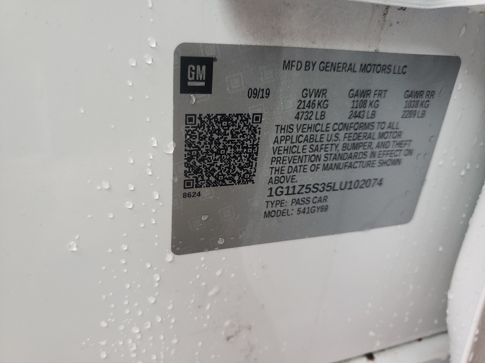 Photo 10 from auction – 2020 CHEVROLET IMPALA LT with VIN 1G11Z5S35LU102074