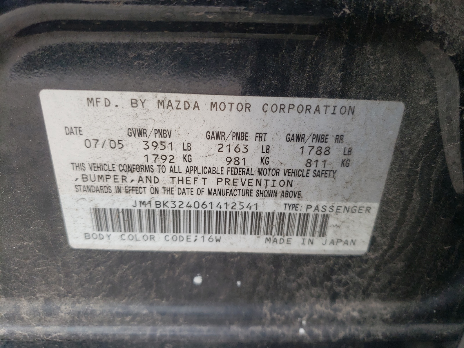 صورة رقم 10 من المزاد - 2006 MAZDA 3 S مع VIN JM1BK324061412541