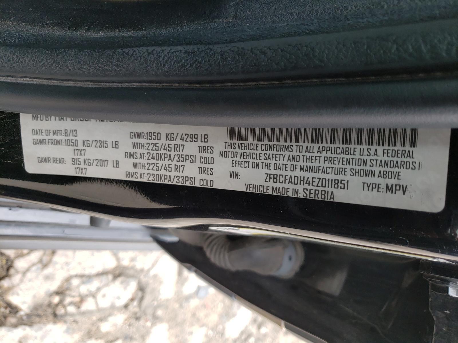 Photo 10 from auction – 2014 FIAT 500L TREKK with VIN ZFBCFADH4EZ011851
