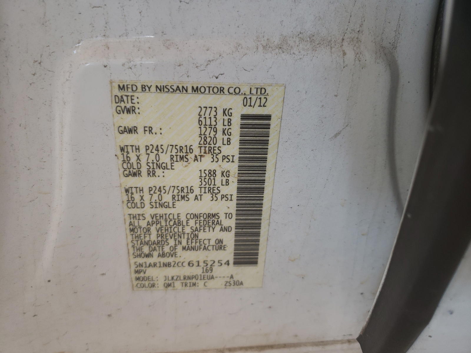 Photo 10 from auction – 2012 NISSAN PATHFINDER with VIN 5N1AR1NB2CC615254