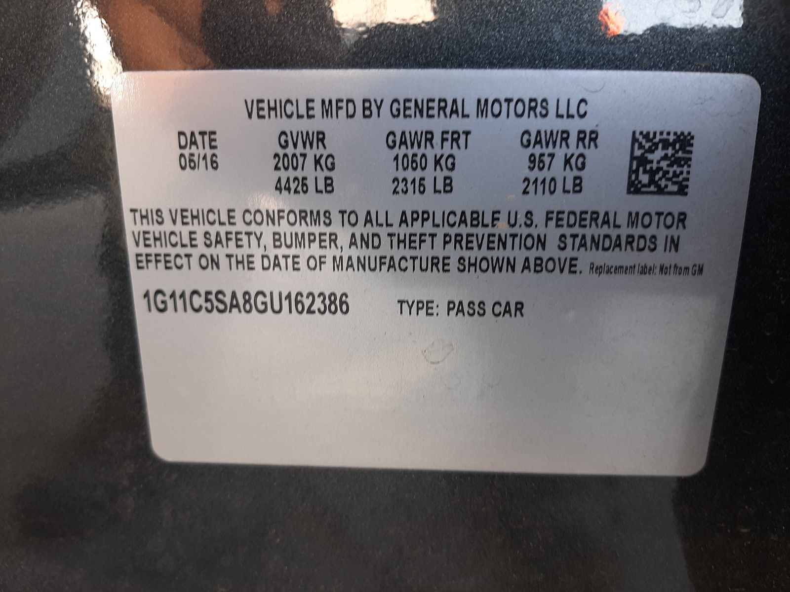 Photo 10 from auction – 2016 CHEVROLET MALIBU LIM with VIN 1G11C5SA8GU162386