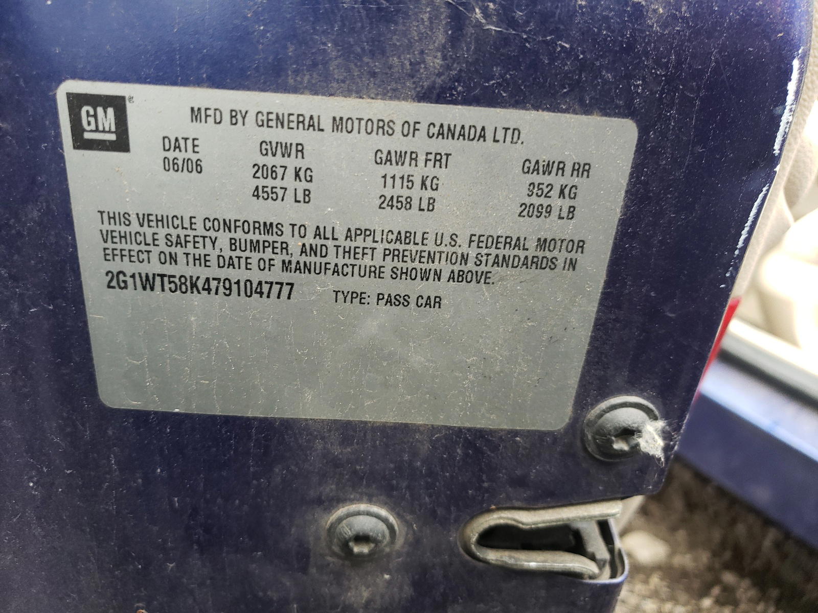 Photo 10 from auction – 2007 CHEVROLET IMPALA with VIN 2G1WT58K479104777