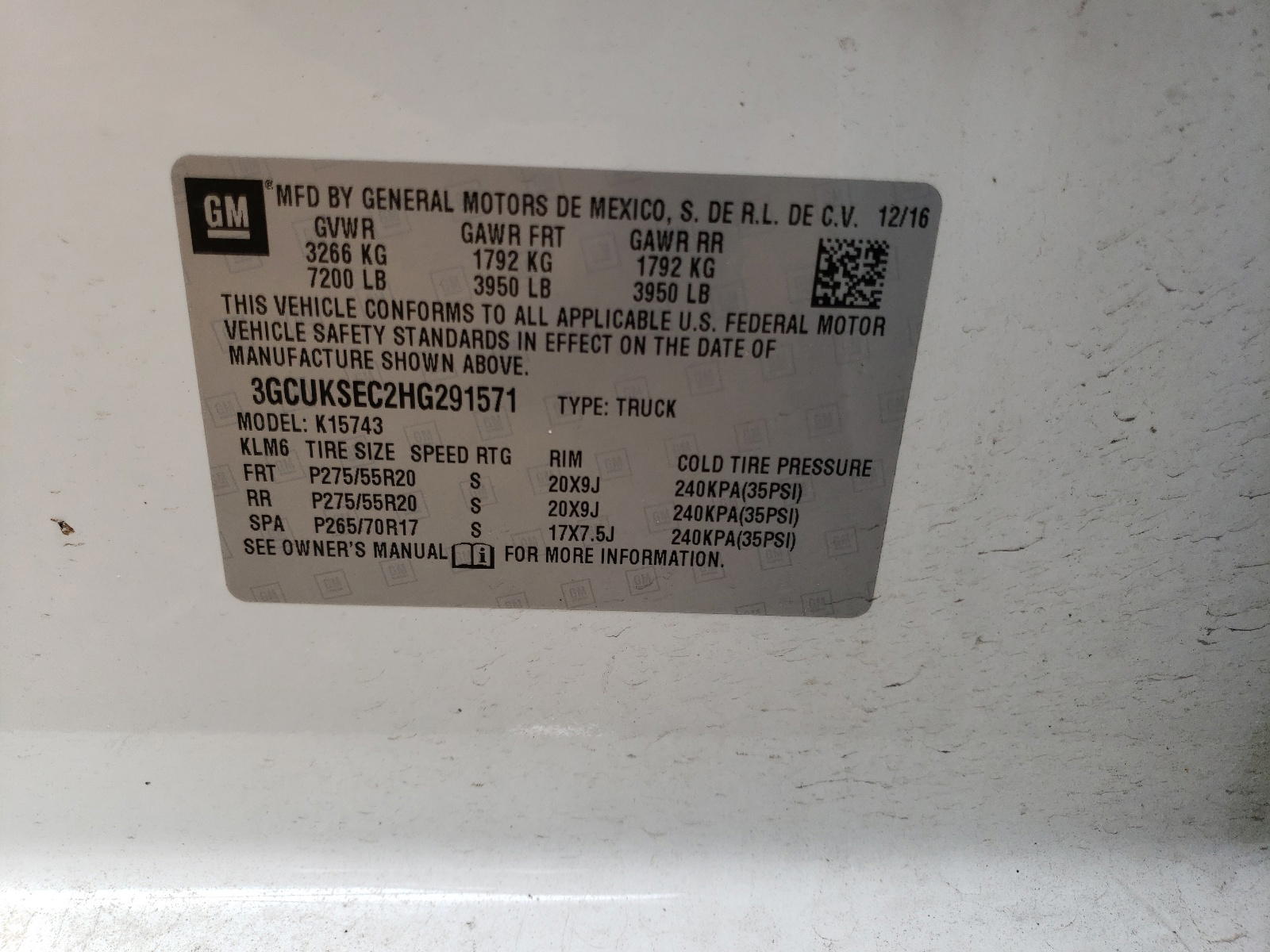 Photo 10 from auction – 2017 CHEVROLET SILVERADO with VIN 3GCUKSEC2HG291571