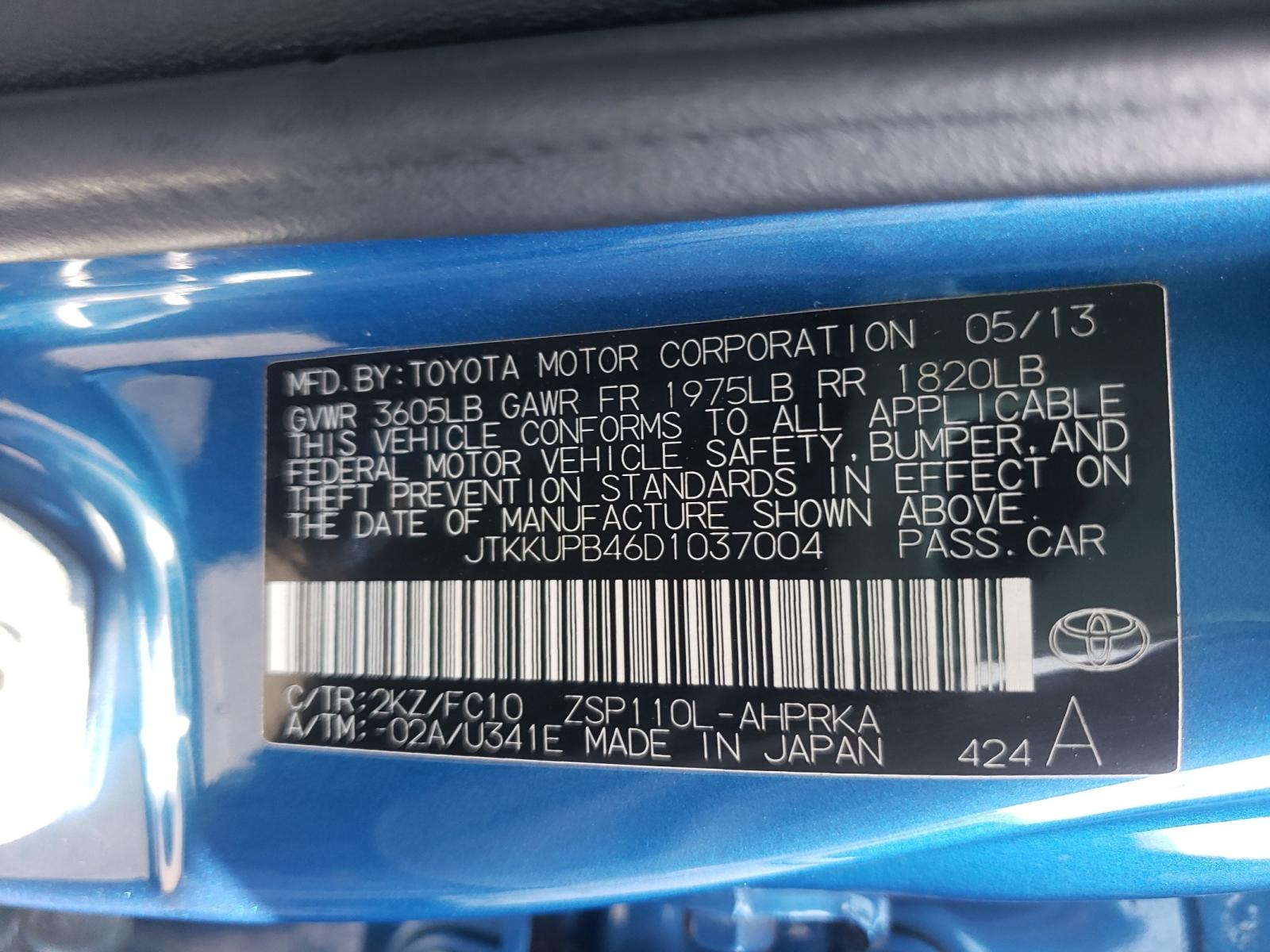 Photo 10 from auction – 2013 TOYOTA SCION XD with VIN JTKKUPB46D1037004