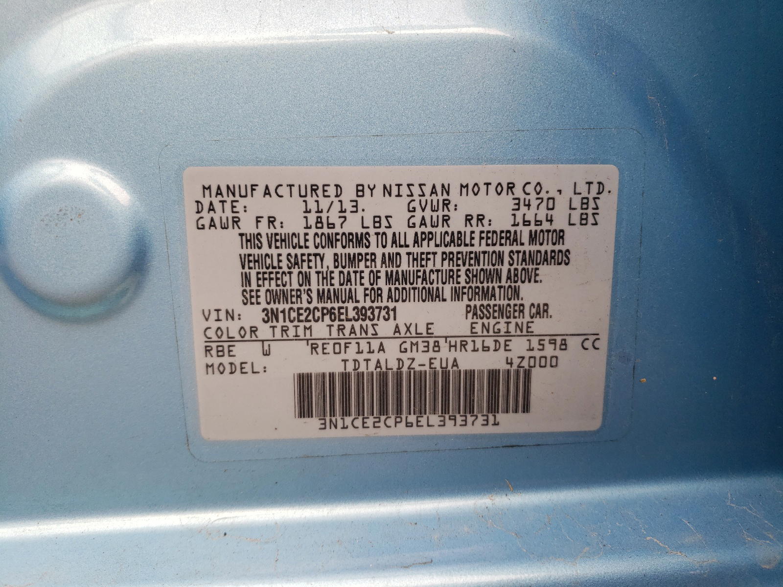 Photo 10 from auction – 2014 NISSAN VERSA NOTE with VIN 3N1CE2CP6EL393731