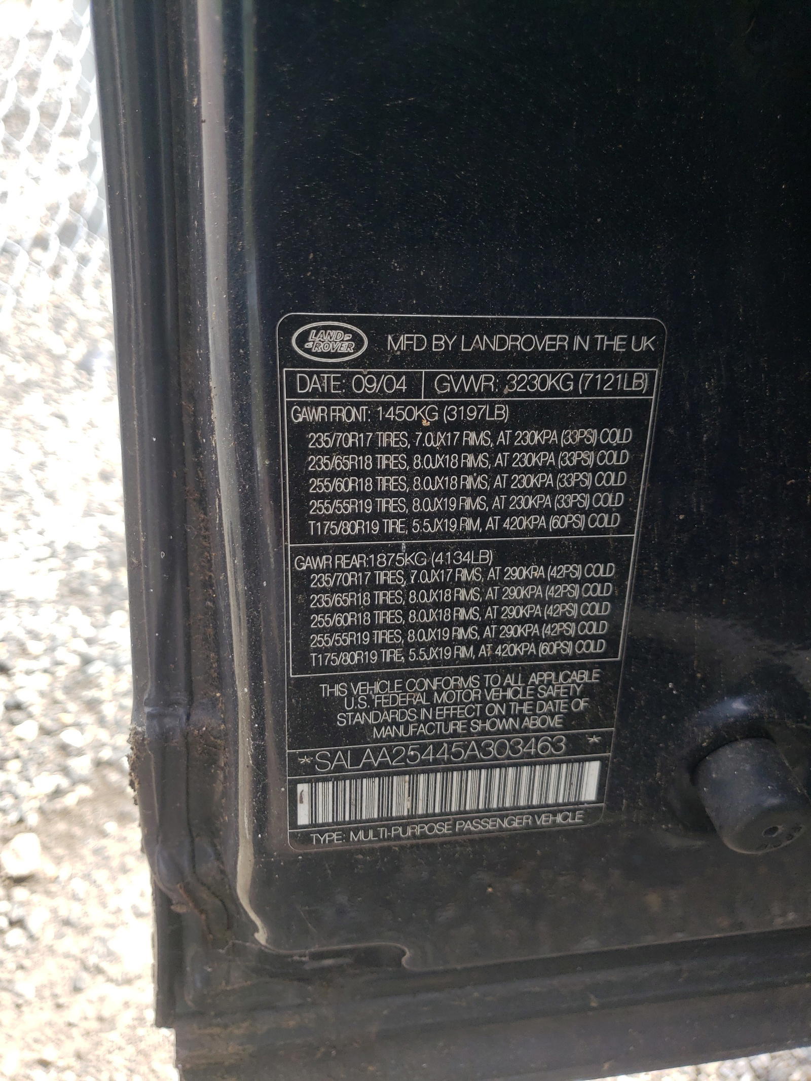 Photo 10 from auction – 2005 LAND ROVER LR3 with VIN SALAA25445A303463