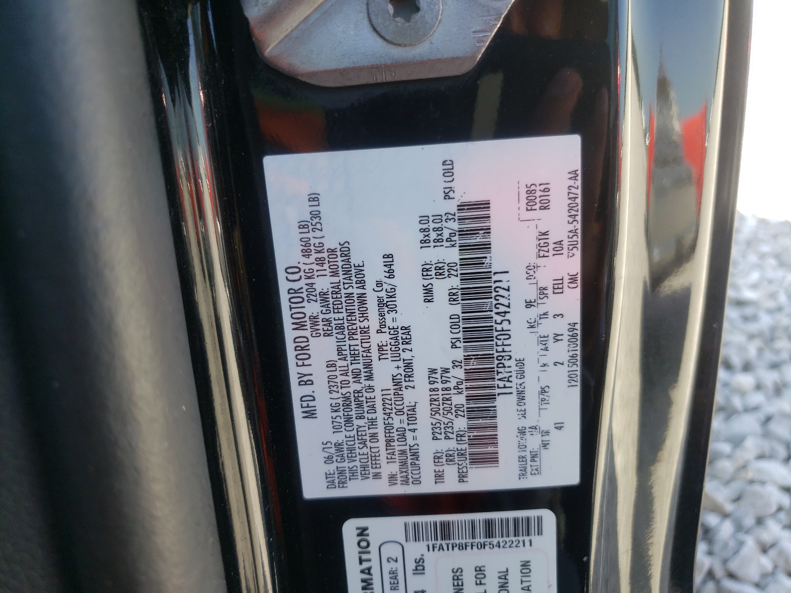 Photo 10 from auction – 2015 FORD MUSTANG GT with VIN 1FATP8FF0F5422211