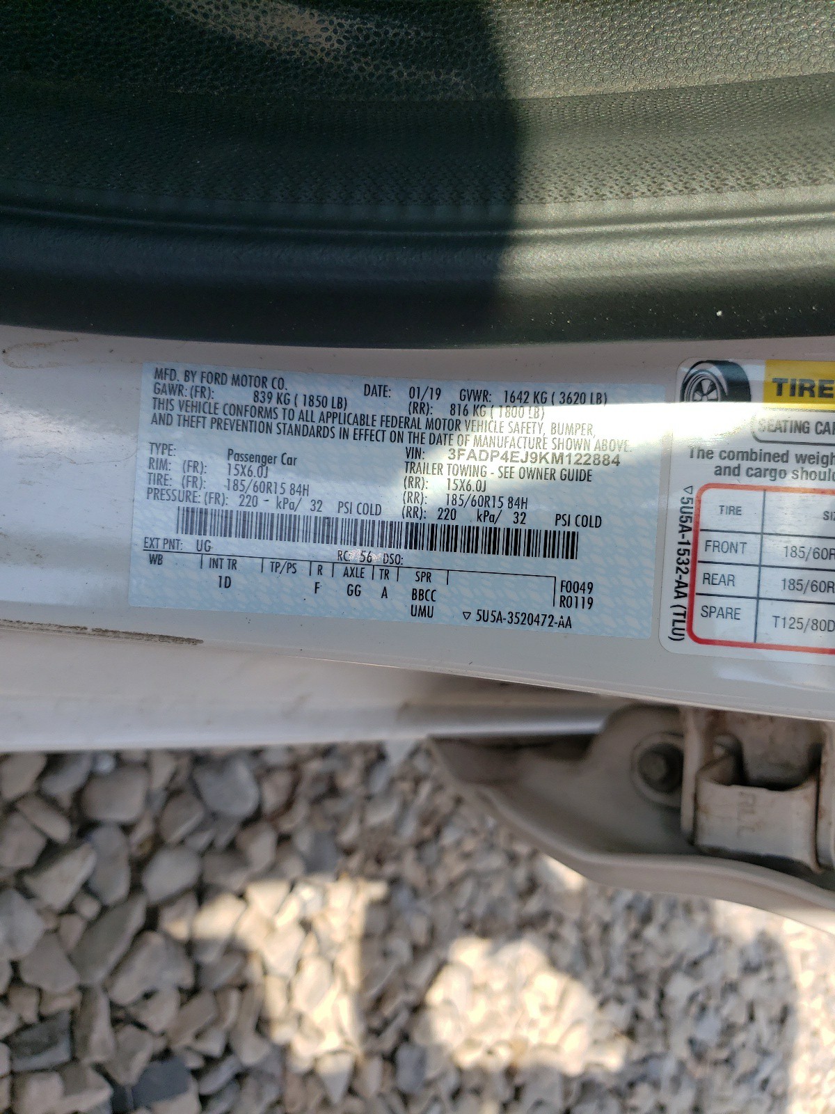 Photo 10 from auction – 2019 FORD FIESTA SE with VIN 3FADP4EJ9KM122884
