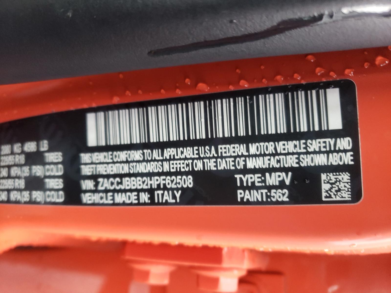 Photo 10 from auction – 2017 JEEP RENEGADE L with VIN ZACCJBBB2HPF62508