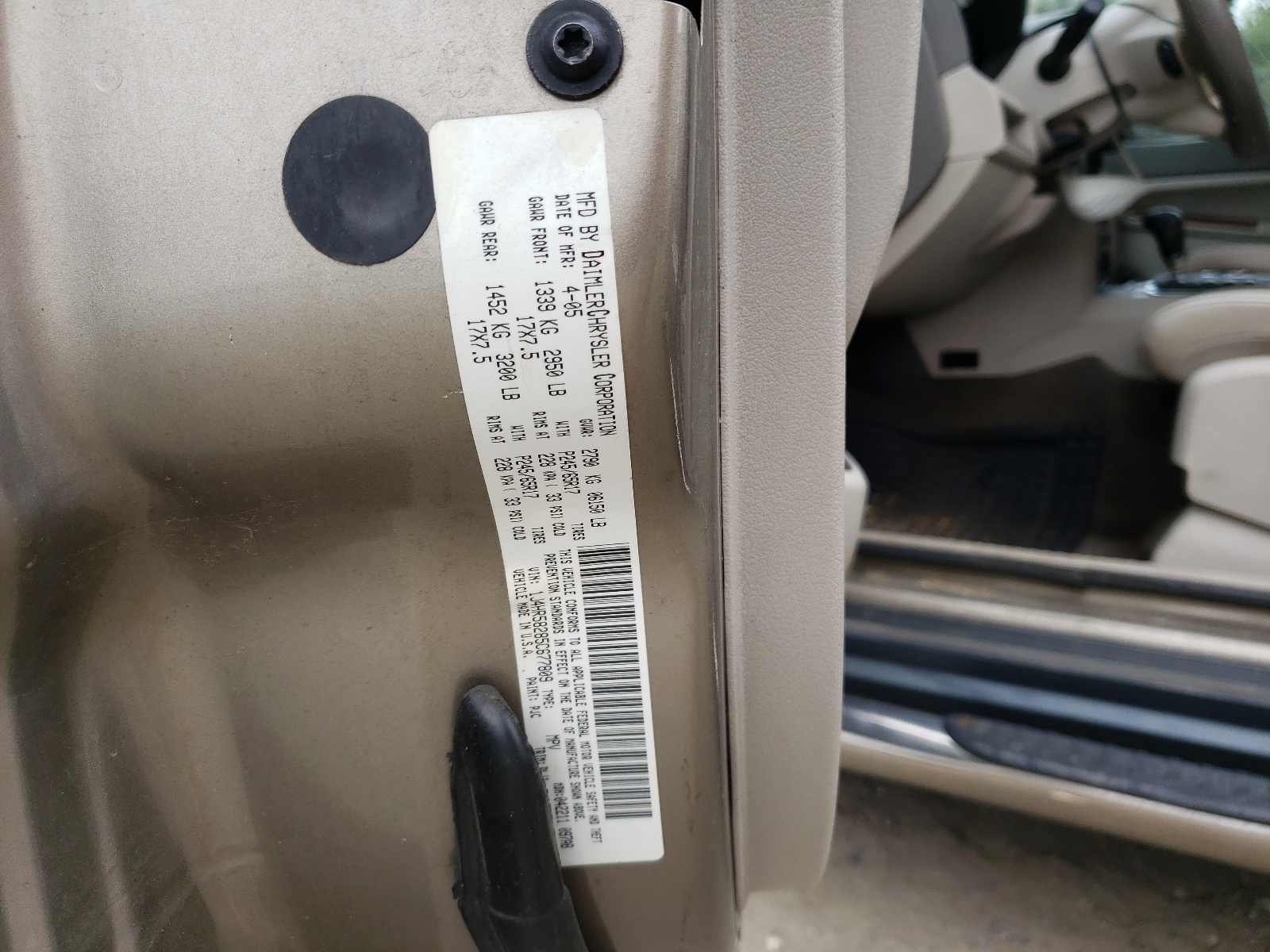 Photo 10 from auction – 2005 JEEP GRAND CHER with VIN 1J4HR58285C677809