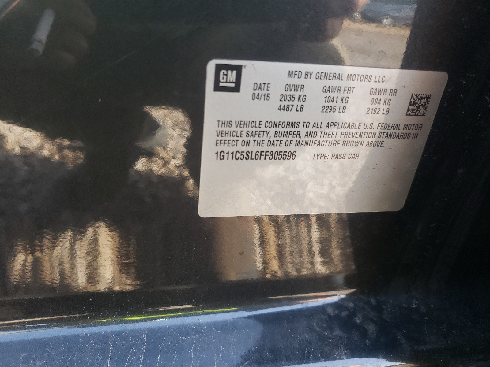 Photo 10 from auction – 2015 CHEVROLET MALIBU 1LT with VIN 1G11C5SL6FF305596