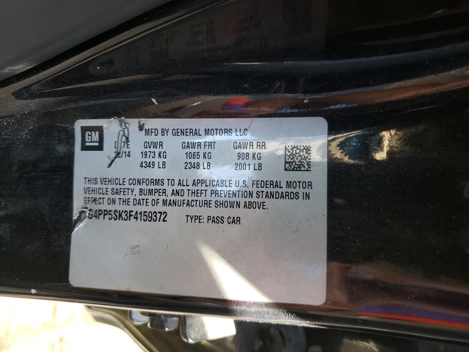 Photo 10 from auction – 2015 BUICK VERANO with VIN 1G4PP5SK3F4159372
