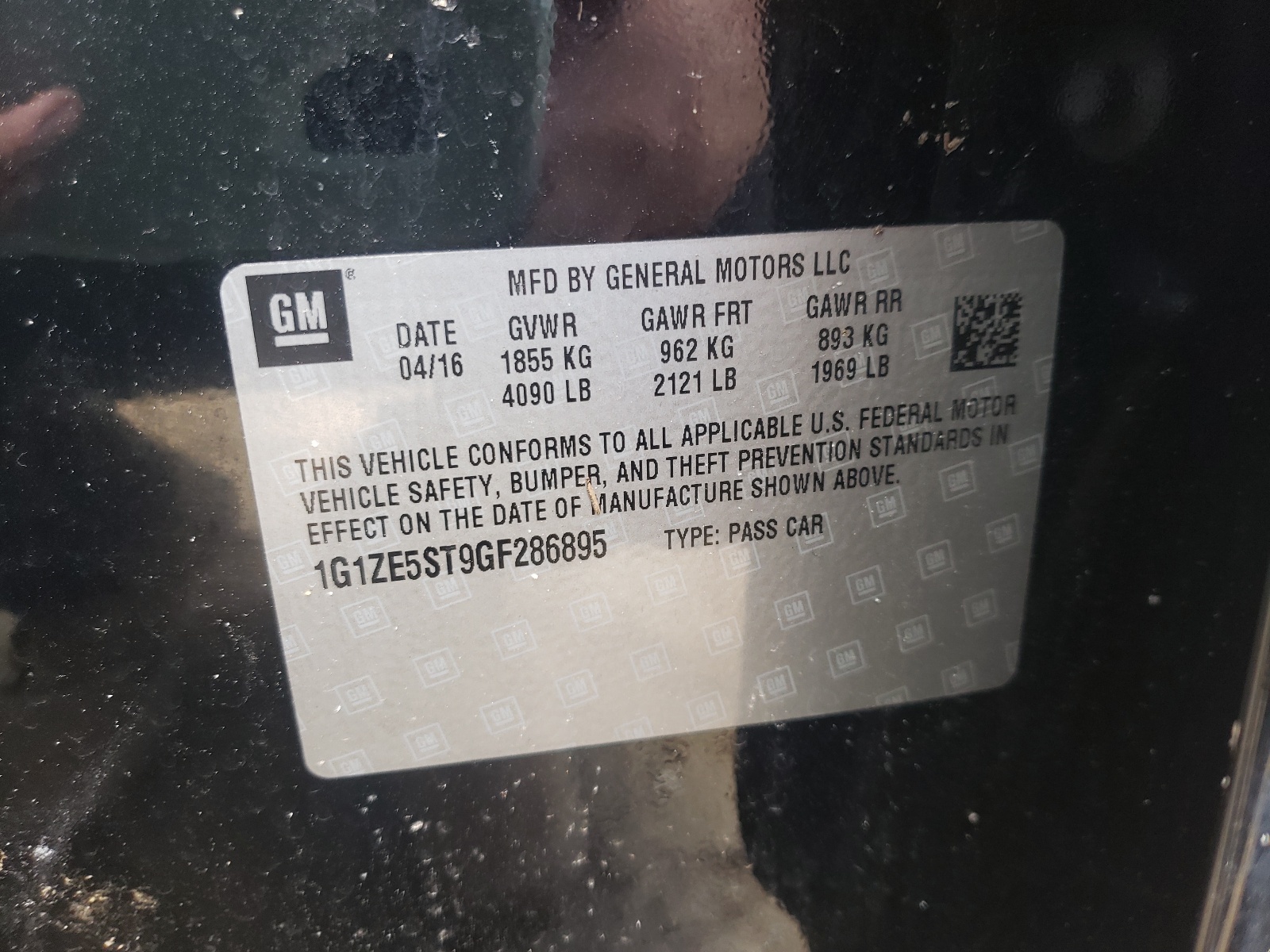 Photo 10 from auction – 2016 CHEVROLET MALIBU LT with VIN 1G1ZE5ST9GF286895