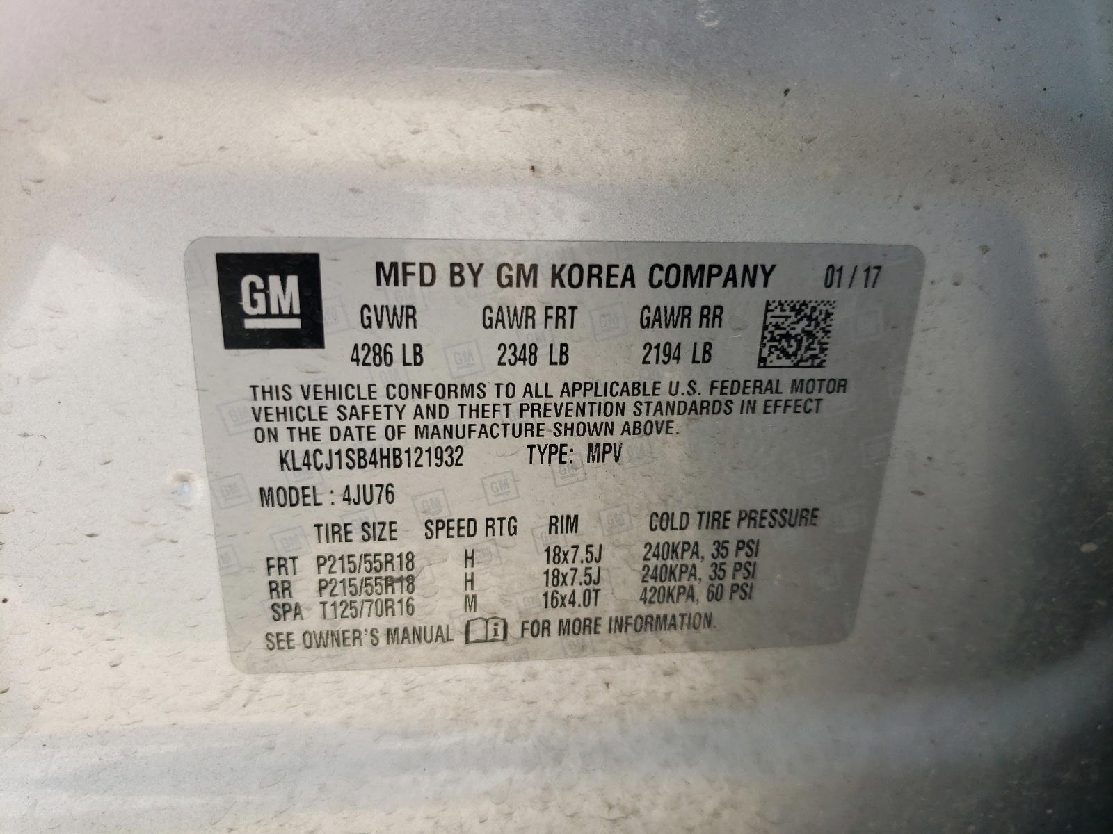 Photo 10 from auction – 2017 BUICK ENCORE SPO with VIN KL4CJ1SB4HB121932