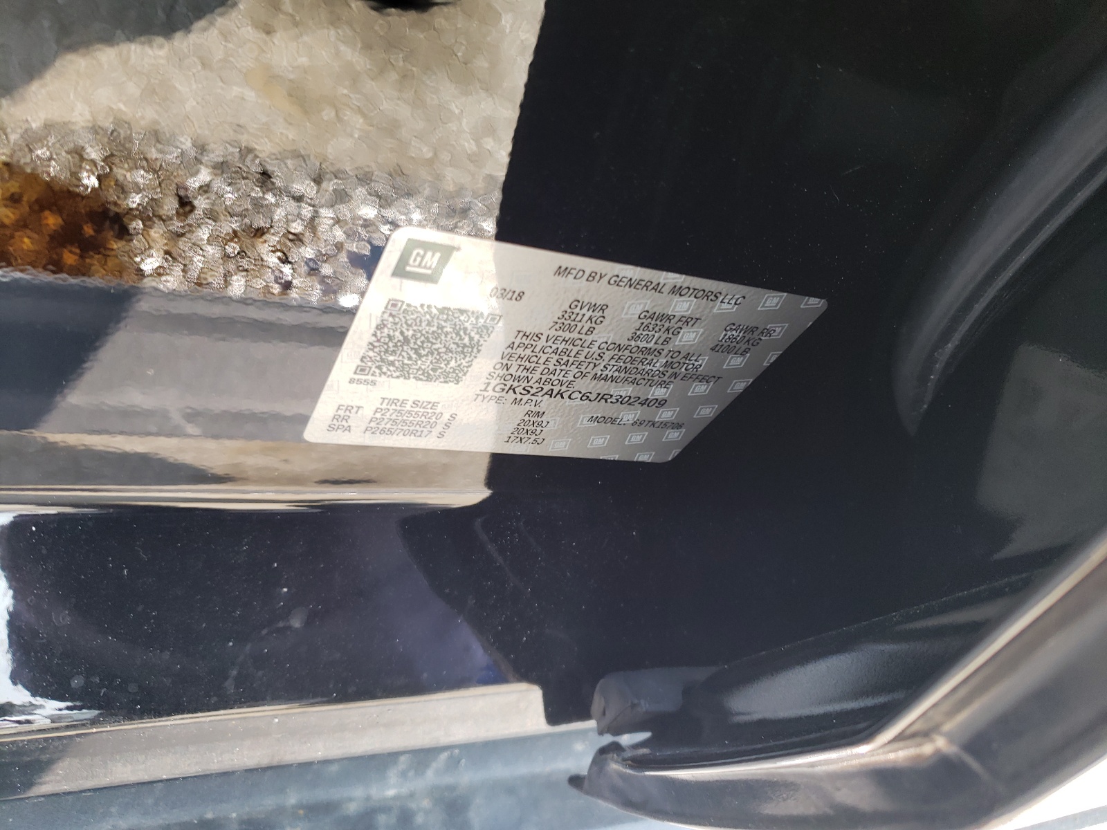 Photo 10 from auction – 2018 GMC YUKON SLE with VIN 1GKS2AKC6JR302409