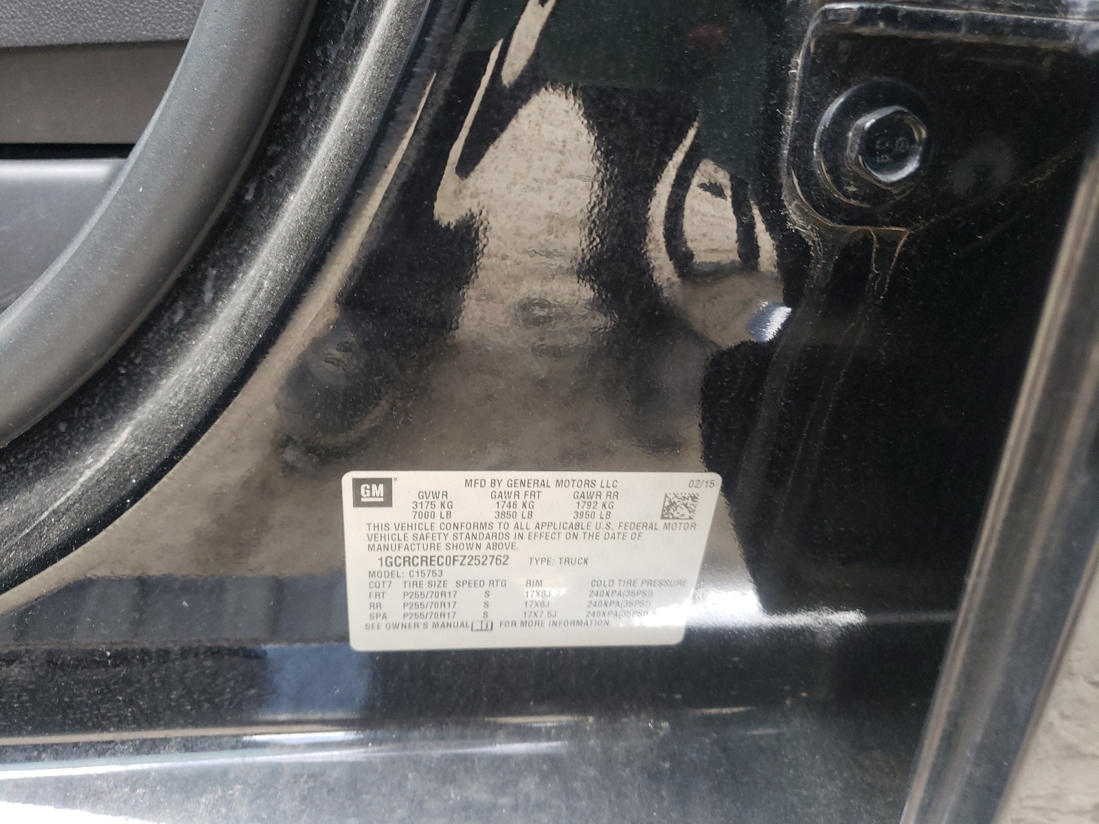 Photo 10 from auction – 2015 CHEVROLET SILVERADO with VIN 1GCRCREC0FZ252762
