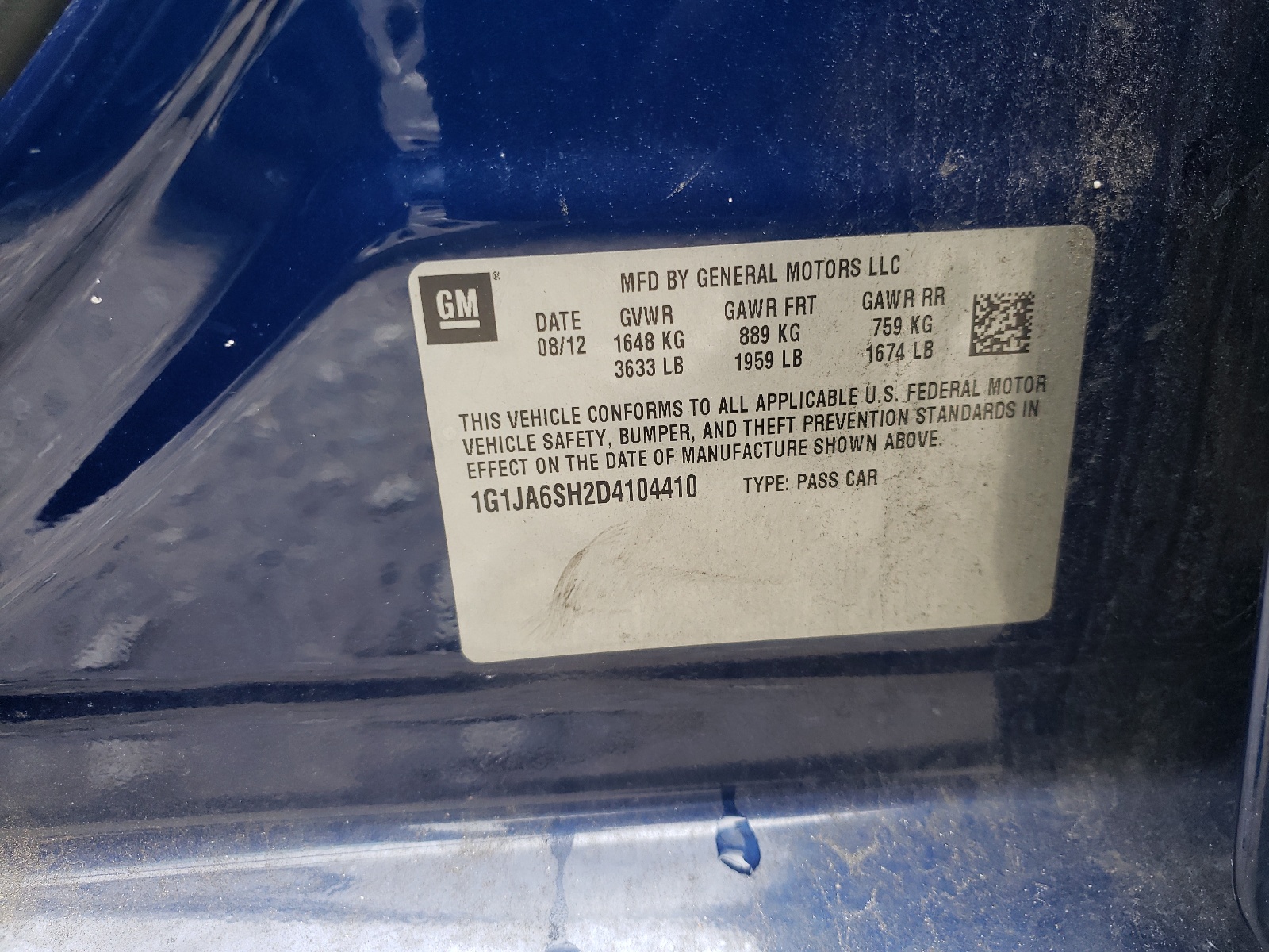 Zdjęcie 10 z aukcji – 2013 CHEVROLET SONIC LS z VIN 1G1JA6SH2D4104410