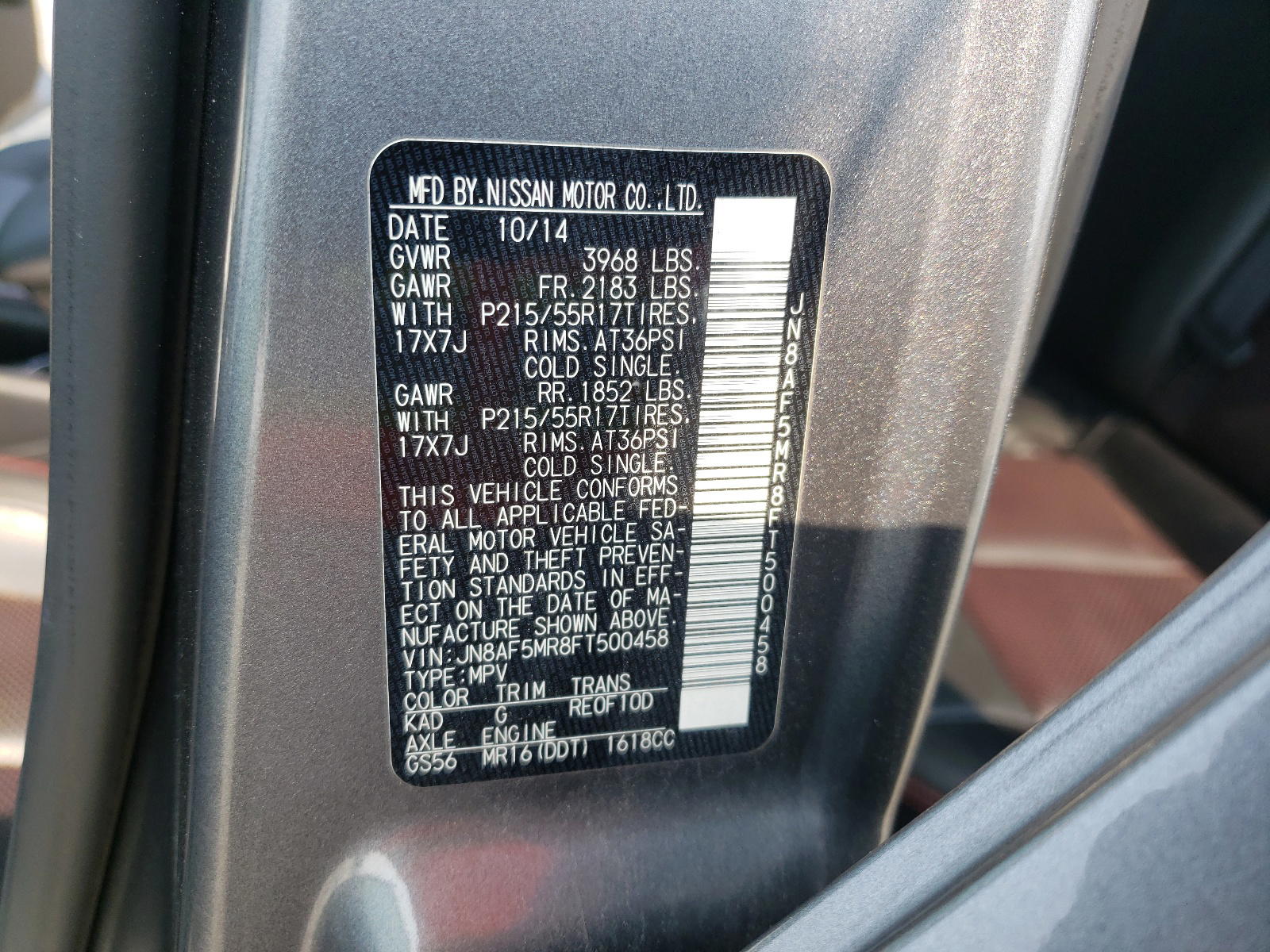 Photo 10 from auction – 2015 NISSAN JUKE S with VIN JN8AF5MR8FT500458