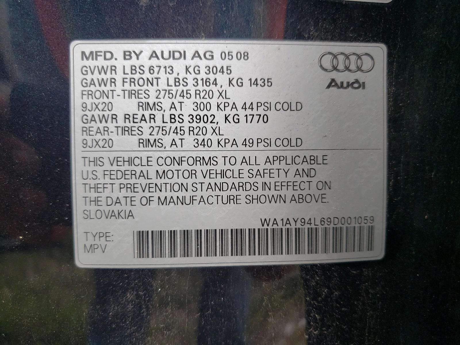Photo 10 from auction – 2009 AUDI Q7 3.6 QUA with VIN WA1AY94L69D001059
