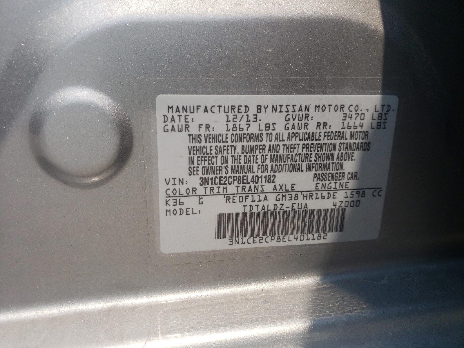 Photo 10 from auction – 2014 NISSAN VERSA NOTE with VIN 3N1CE2CP8EL401182