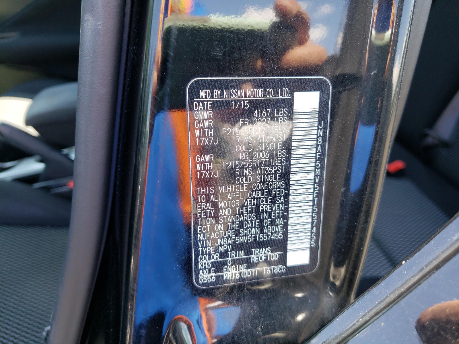 Photo 10 from auction – 2015 NISSAN JUKE S with VIN JN8AF5MV5FT557455