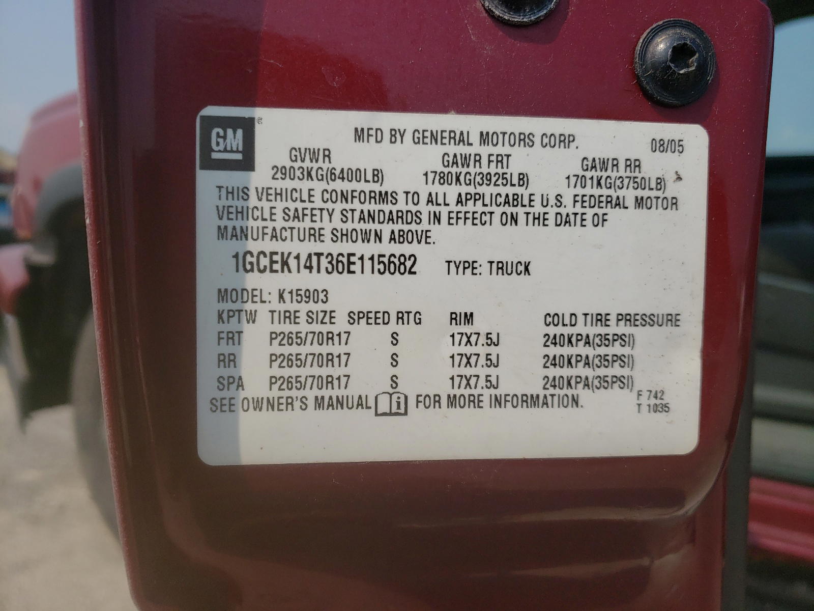 Photo 10 from auction – 2006 CHEVROLET SILVERADO with VIN 1GCEK14T36E115682