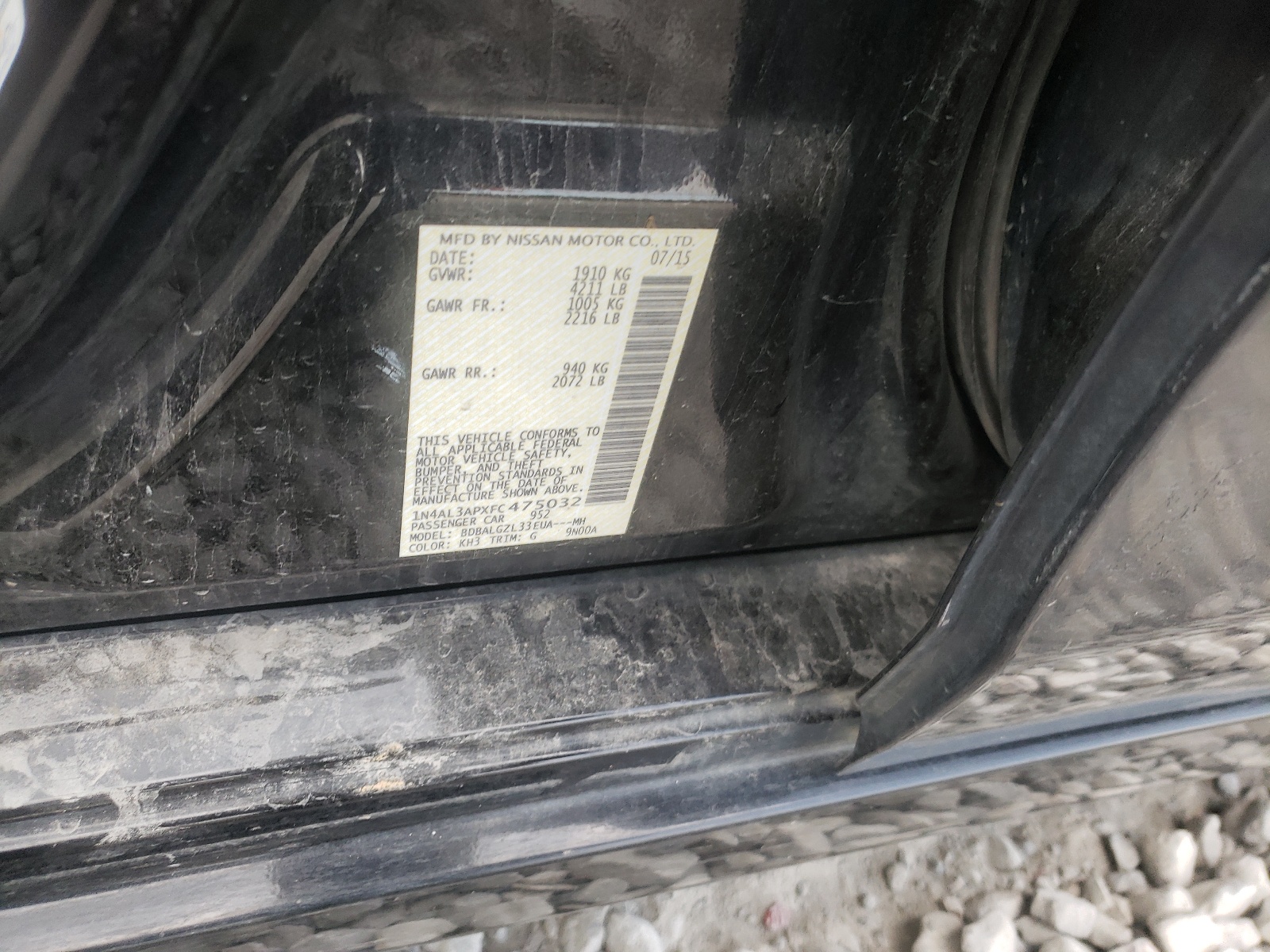 Photo 10 from auction – 2015 NISSAN ALTIMA 2.5 with VIN 1N4AL3APXFC475032