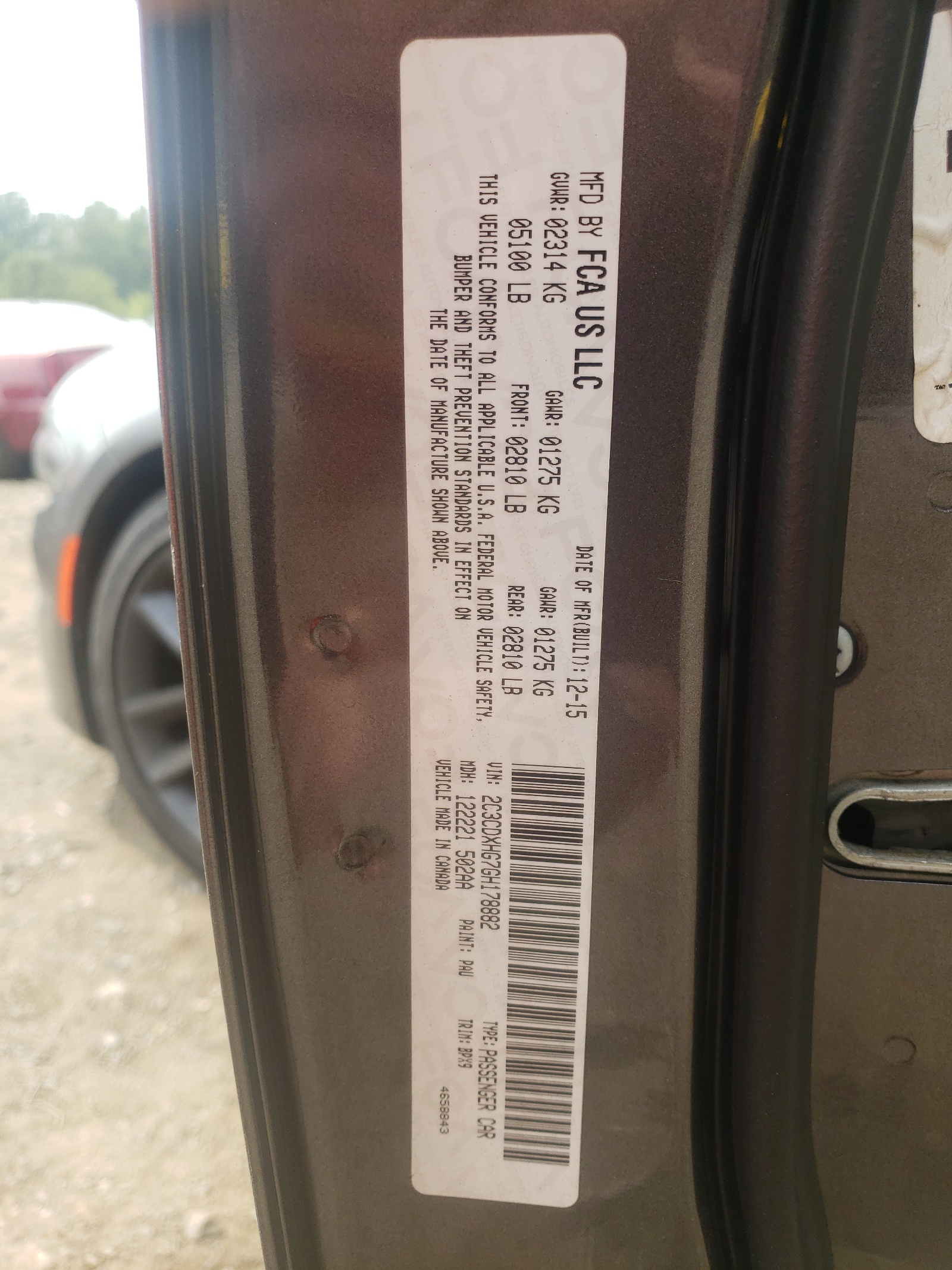 Photo 10 from auction – 2016 DODGE CHARGER SX with VIN 2C3CDXHG7GH178882