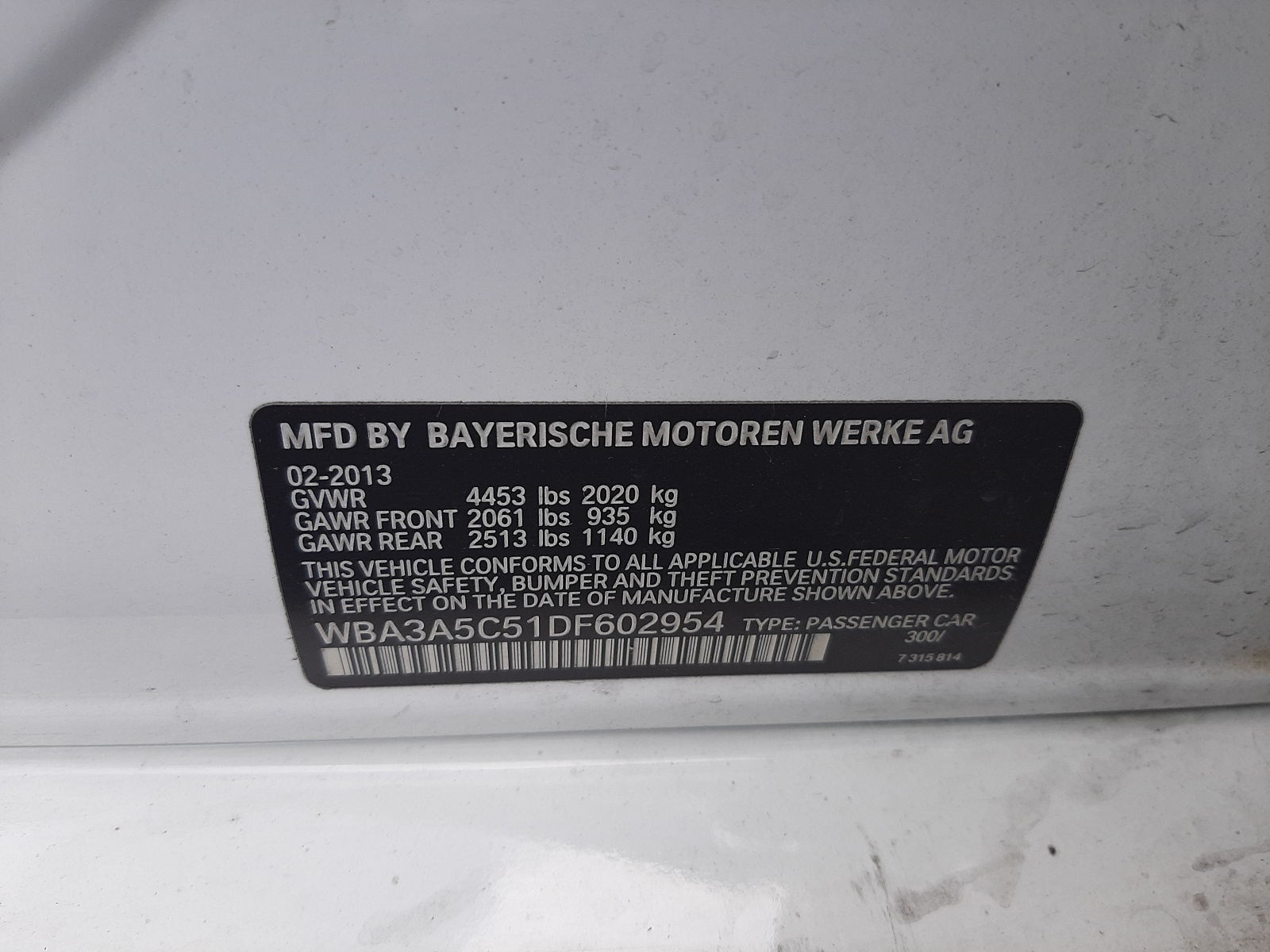 Foto 10 de la subasta – 2013 BMW 328 I con VIN WBA3A5C51DF602954