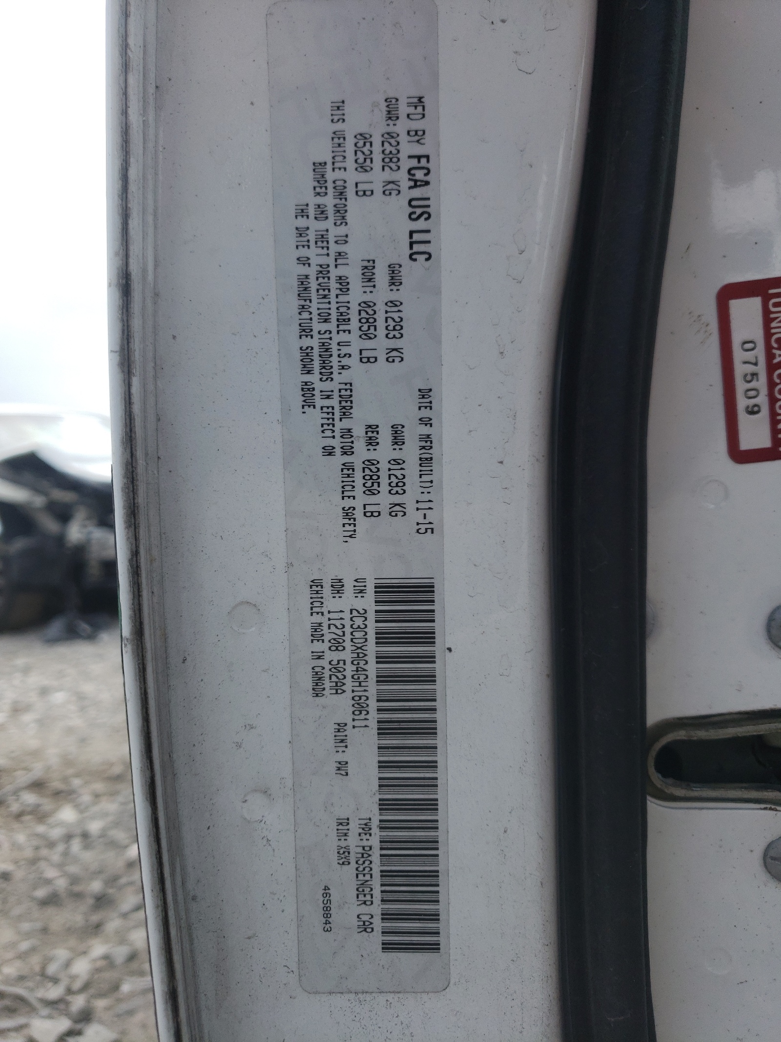 Photo 10 from auction – 2016 DODGE CHARGER PO with VIN 2C3CDXAG4GH160611