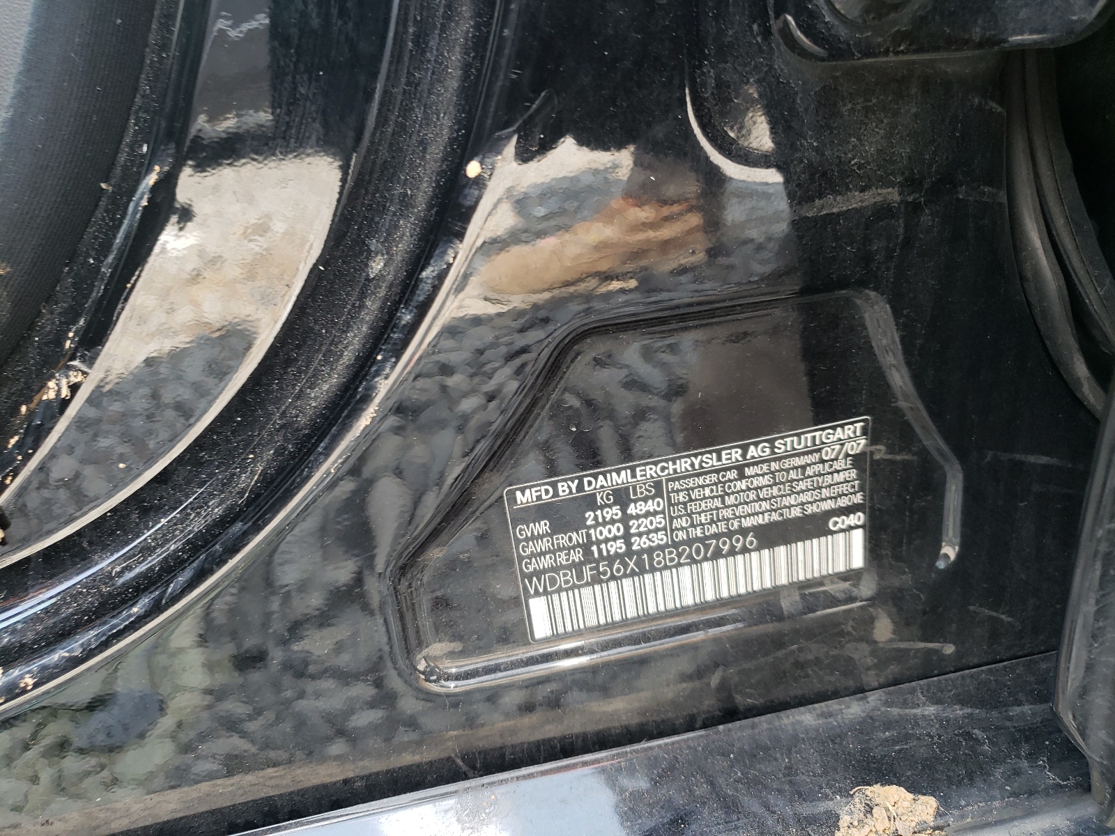 Photo 10 from auction – 2008 MERCEDES-BENZ E 350 with VIN WDBUF56X18B207996