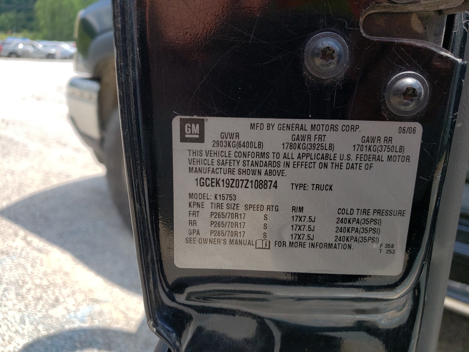 Photo 10 from auction – 2007 CHEVROLET SILVERADO with VIN 1GCEK19Z07Z108874