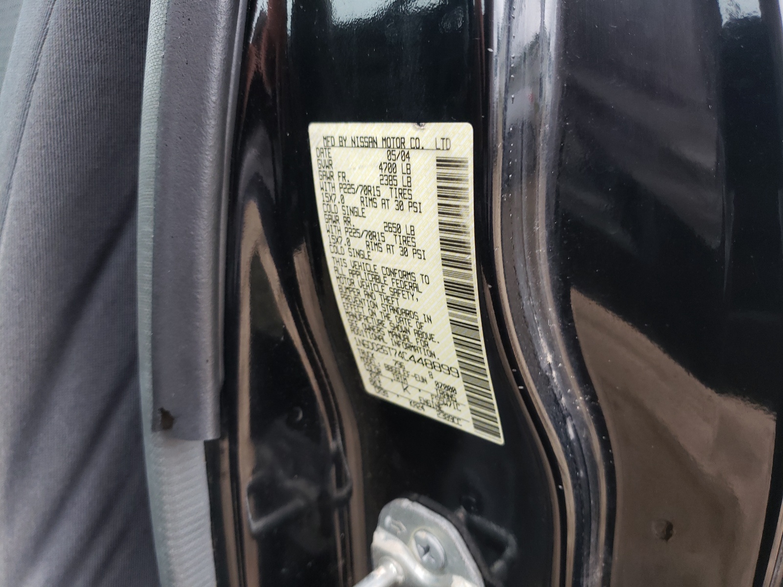 Photo 10 from auction – 2004 NISSAN FRONTIER K with VIN 1N6DD26T74C448899