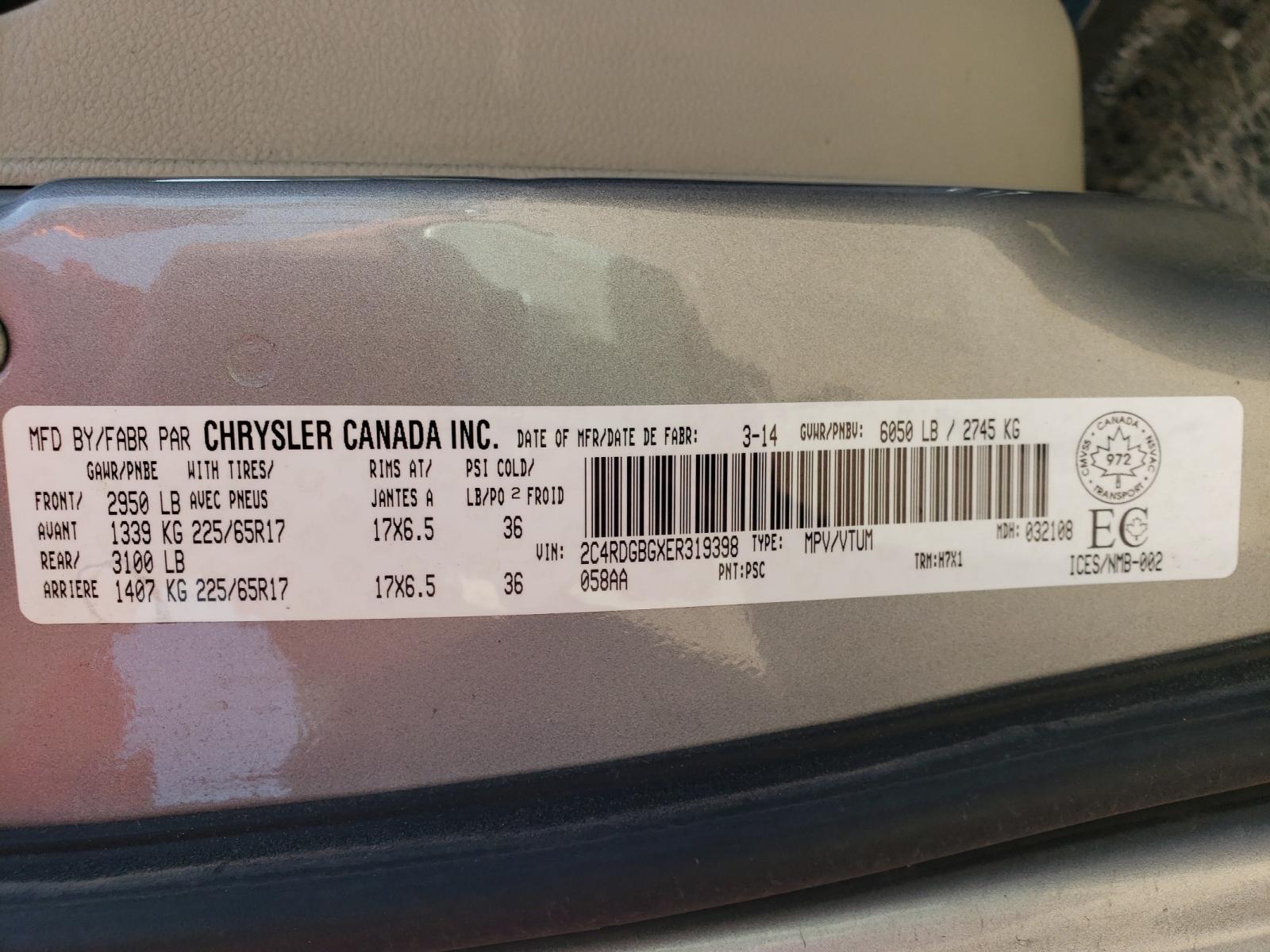 Photo 10 from auction – 2014 DODGE GRAND CARA with VIN 2C4RDGBGXER319398