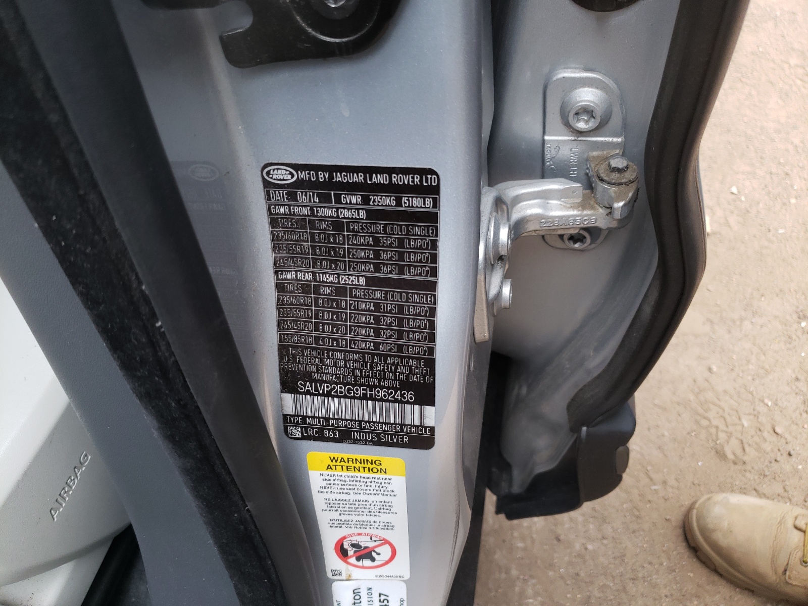 Photo 10 from auction – 2015 LAND ROVER RANGE ROVE with VIN SALVP2BG9FH962436