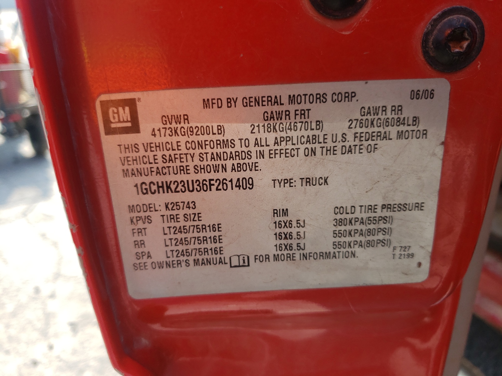 Photo 10 from auction – 2006 CHEVROLET SILVERADO with VIN 1GCHK23U36F261409