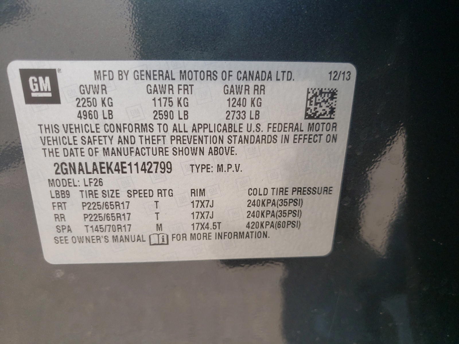 Photo 10 from auction – 2014 CHEVROLET EQUINOX LS with VIN 2GNALAEK4E1142799