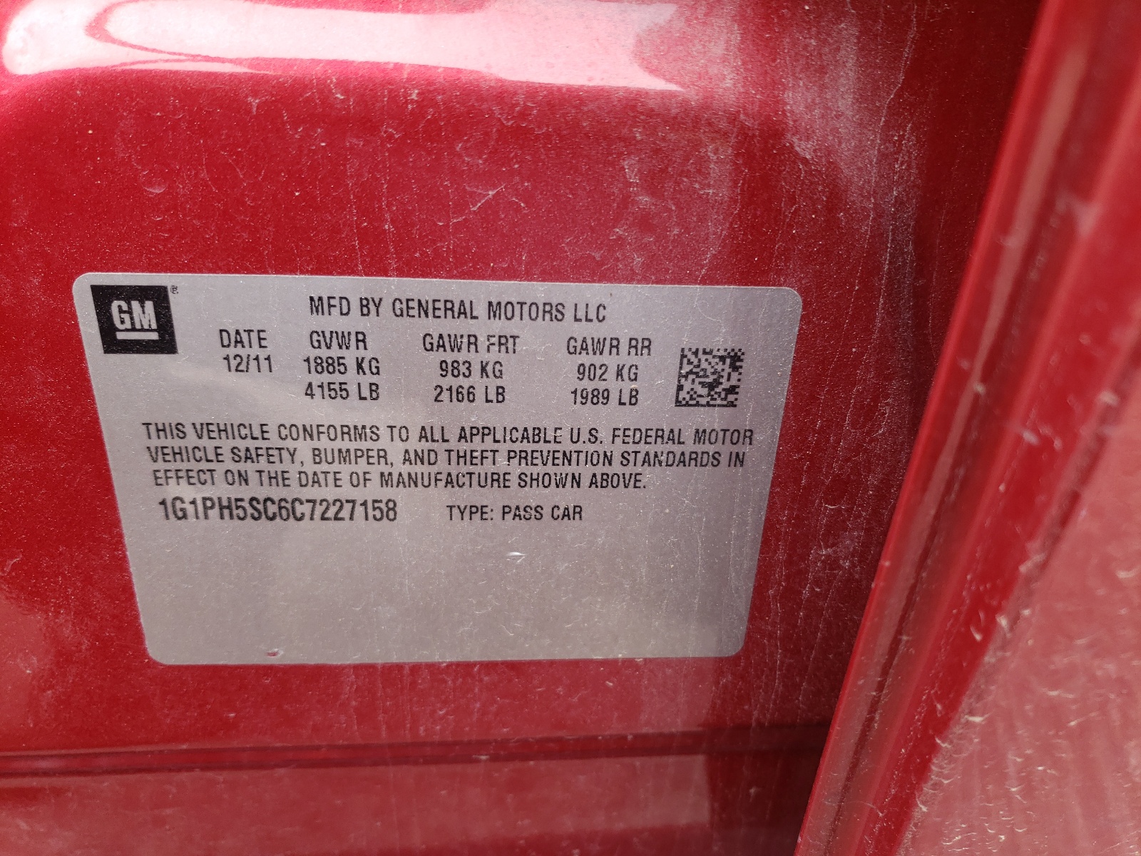 Photo 10 from auction – 2012 CHEVROLET CRUZE LTZ with VIN 1G1PH5SC6C7227158