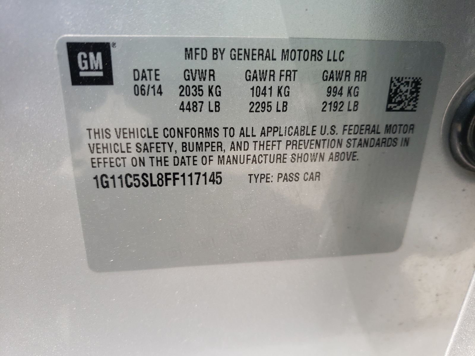 Photo 10 from auction – 2015 CHEVROLET MALIBU 1LT with VIN 1G11C5SL8FF117145