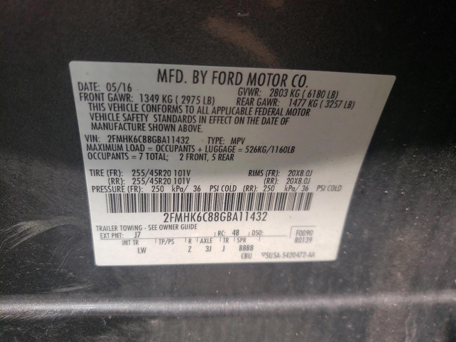 Photo 10 from auction – 2016 FORD FLEX with VIN 2FMHK6C88GBA11432