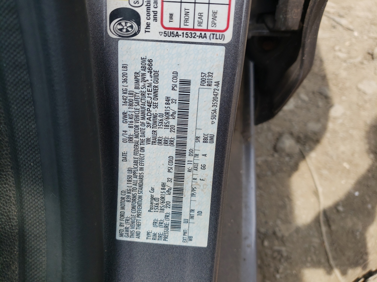 Foto 10 de la subasta – 2014 FORD FIESTA con VIN 3FADP4EJ1EM194666