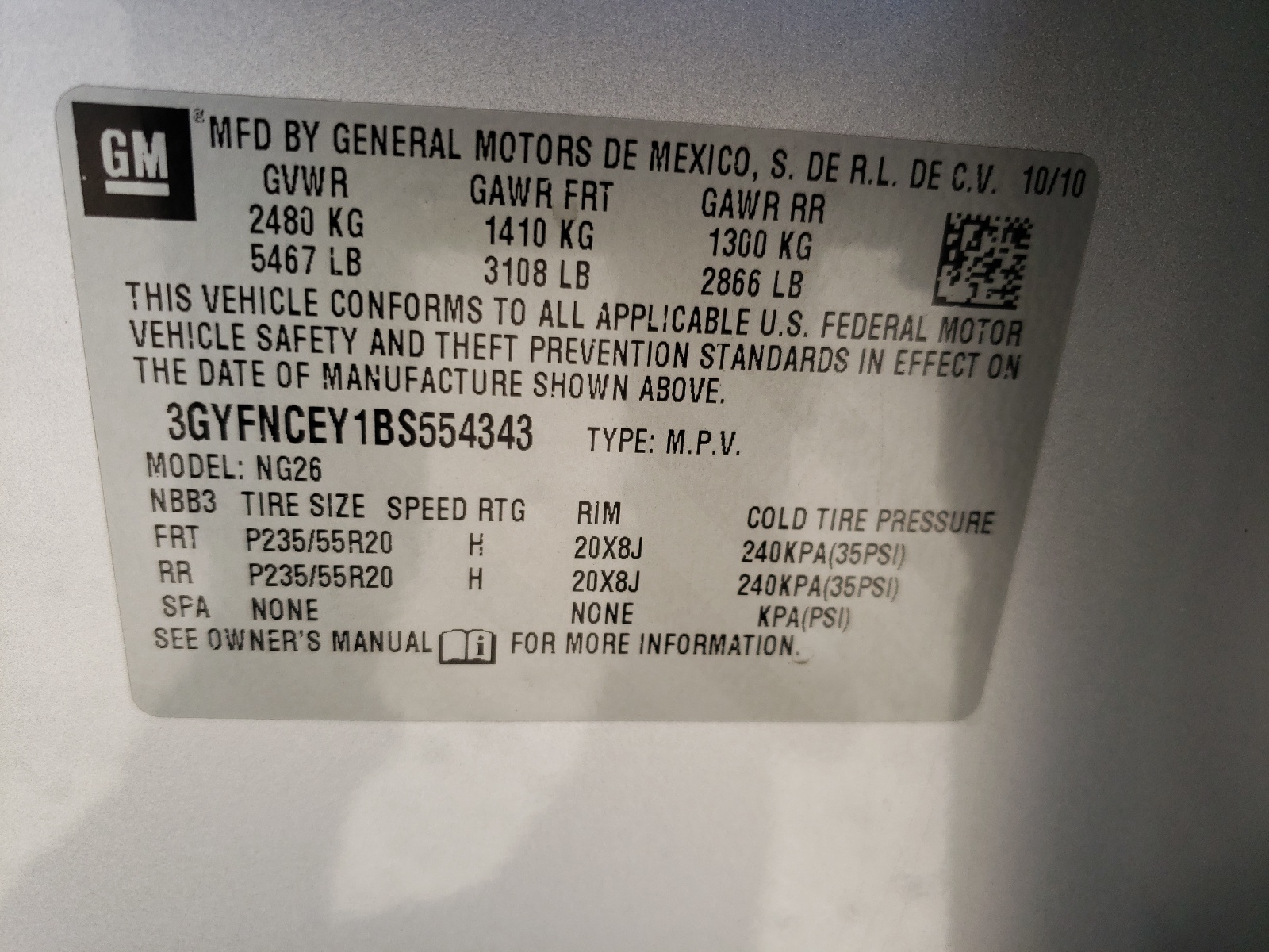 Zdjęcie 10 z aukcji – 2011 CADILLAC SRX PREMIU z VIN 3GYFNCEY1BS554343